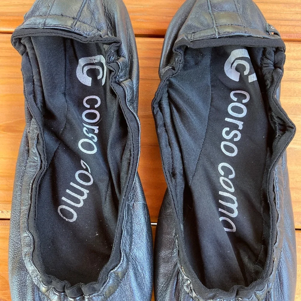 Corso Como Black Leather Ballasox, Possible Size 8-9, Foldable